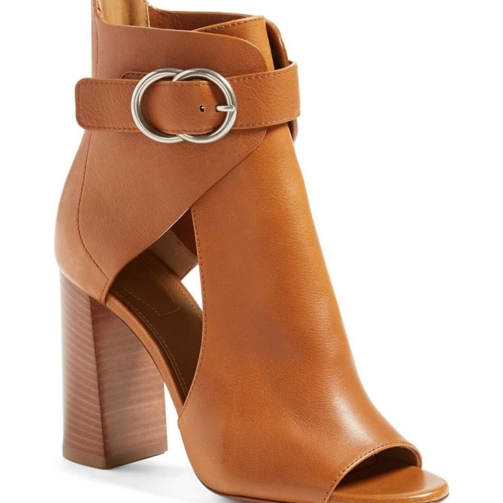 Chloe Tan Ankle Boots with Silver Buckle
